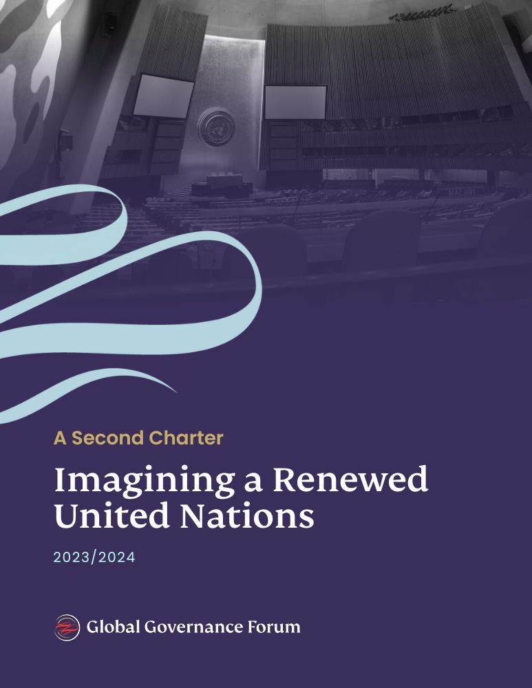 Cover of 'A Second Charter: Imagining a Renewed United Nations' document prepared by the Global Governance Forum